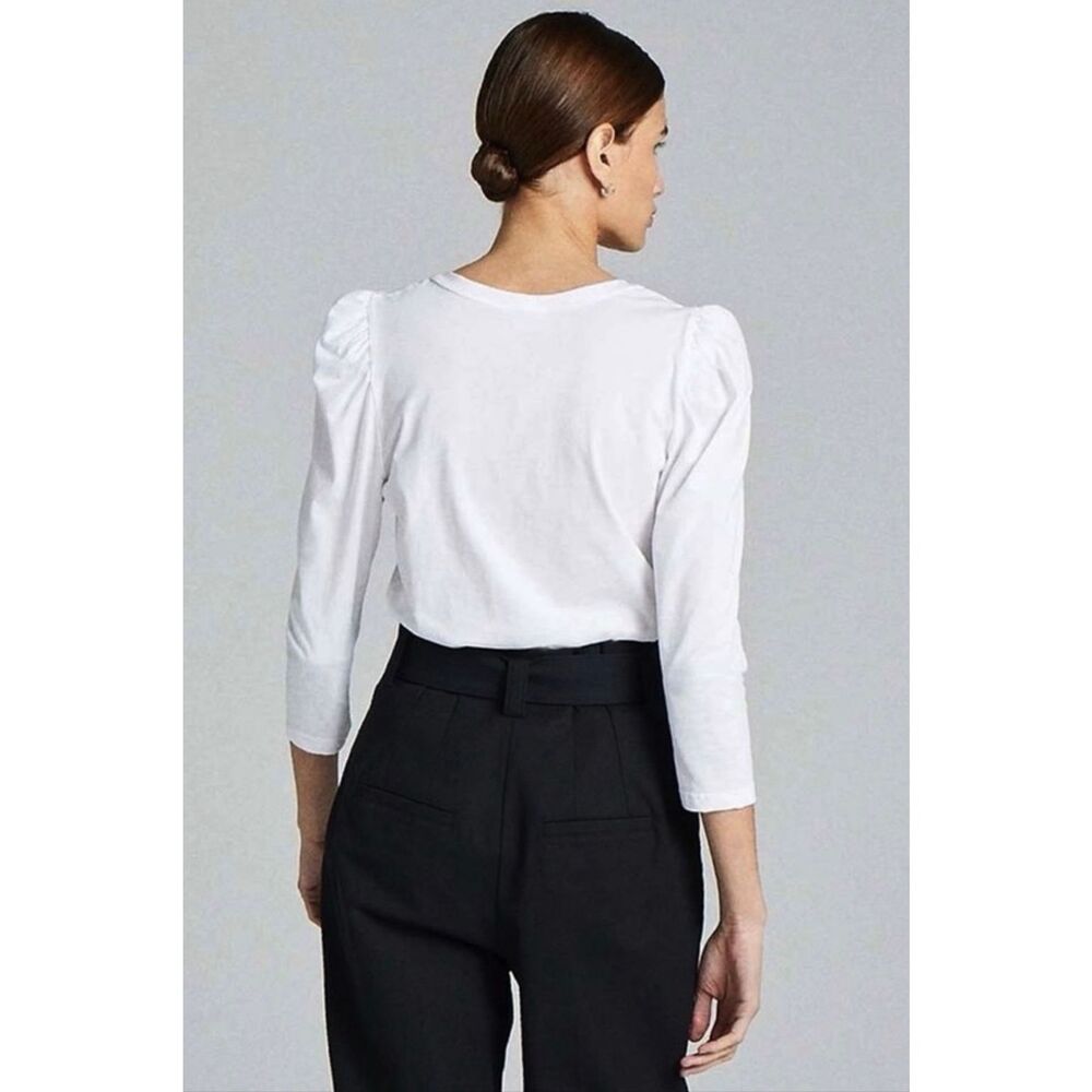 A.L.C. Karlie Tee Long Puff Sleeve Top White Size M - Picture 2 of 12